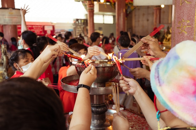 Chinatown bangkok temple incense sticks