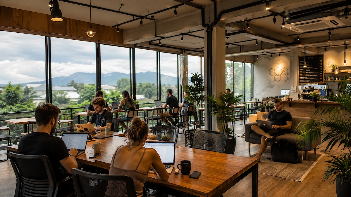 Digital nomads coworking space in een Chiang Mai hotel