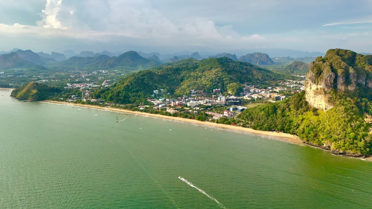 Aerial view of Ao Nang beach in Krabi